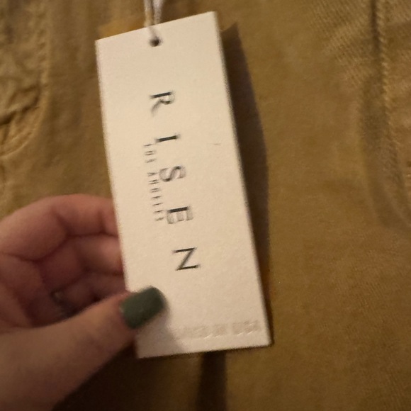 Risen Womens Distressed Ankle Flare Jeans High Rise brown Denim Frayed Hem Sz 15 - Picture 9 of 11